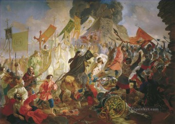 ロシア Painting - 1581年にポーランド王ステファン・バトリによるプスコフ包囲 1843年 カール・ブリュロフ